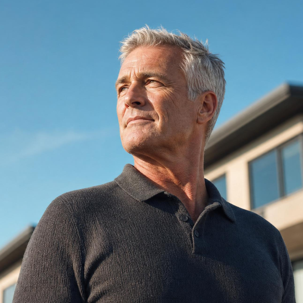 An investor outside a Rent-to-Sell property
